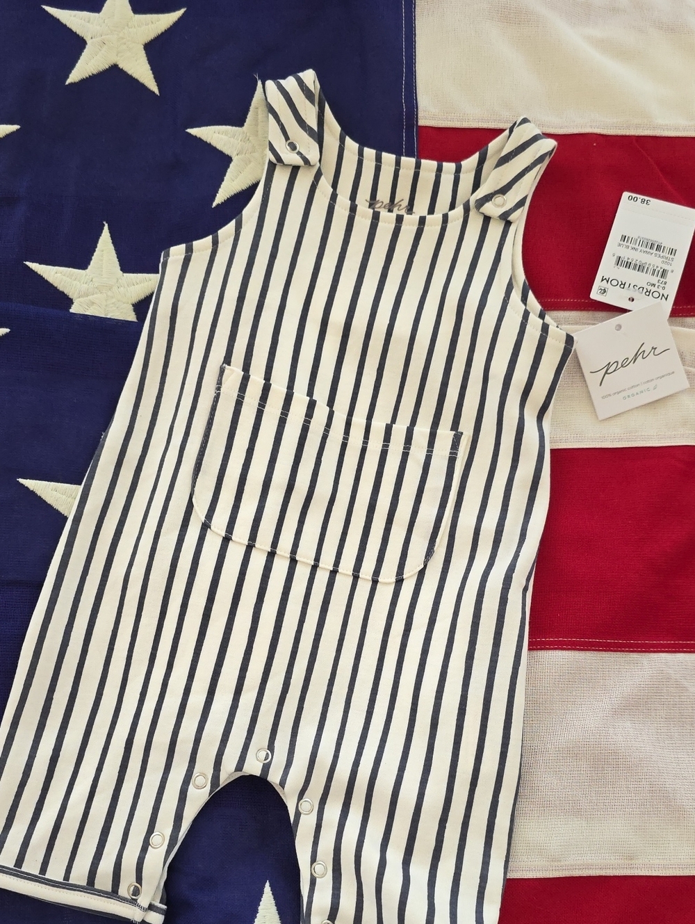 Pehr Navy & Cream Striped Baby Romper